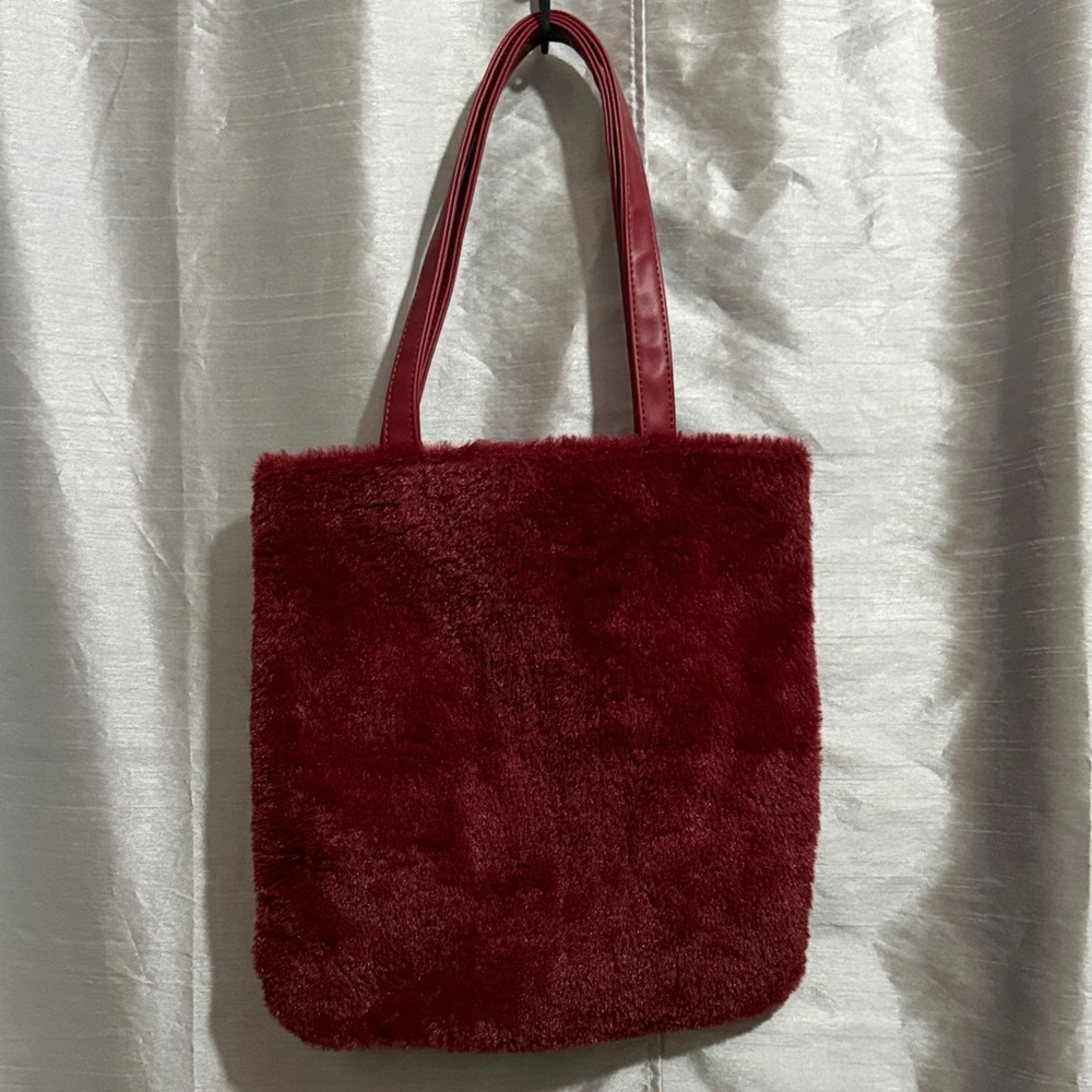 Forever 21 Deep Red Faux Fur Tote